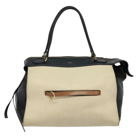 CELINE Ring Bag Hand Bag Leather Beige Gold - Picture 2 of 12